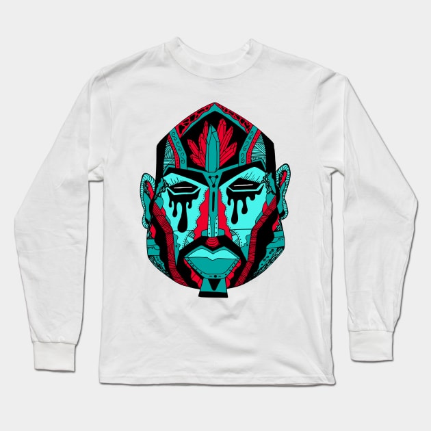 Tuqred African Mask No 9 Long Sleeve T-Shirt by kenallouis